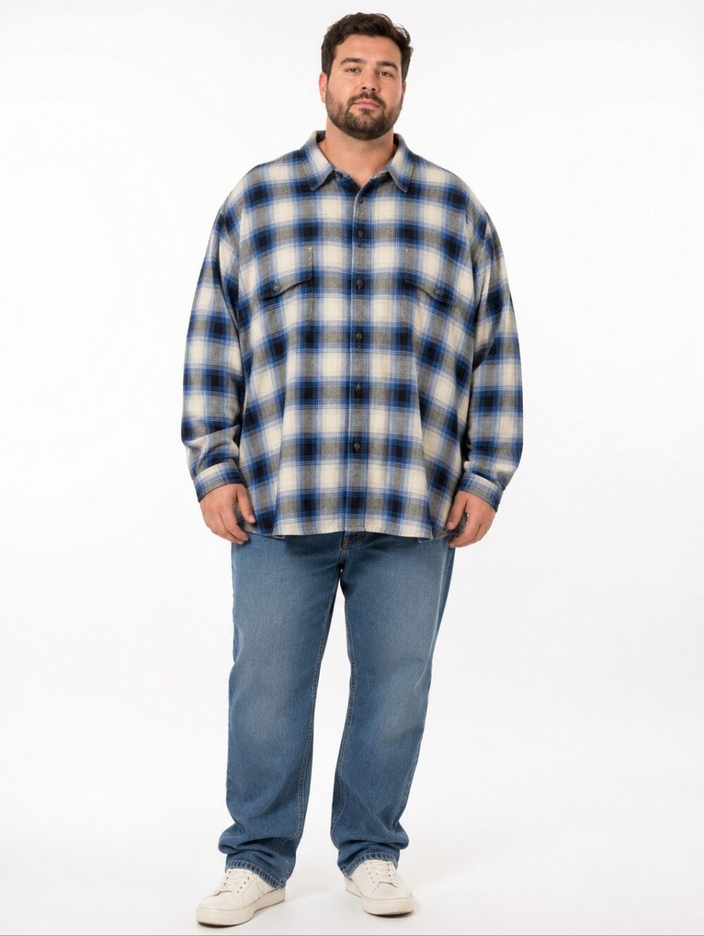 Polo Ralph Lauren Flannel Shirt 2XLT Blue Plaid Big Tall Button Front